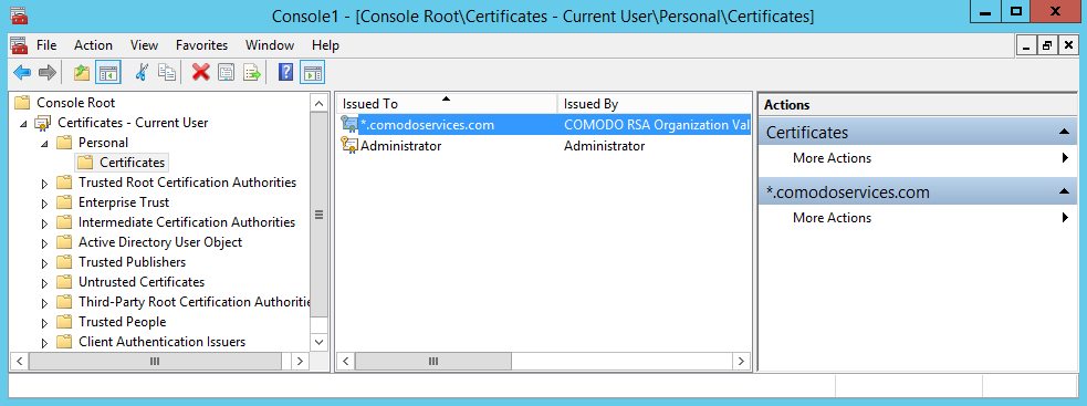 View of program mmc.exe