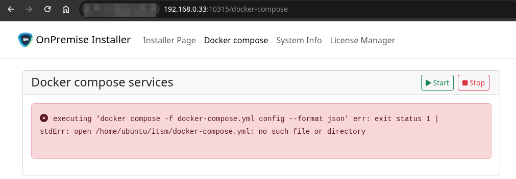 Absent docker-compose.yml error