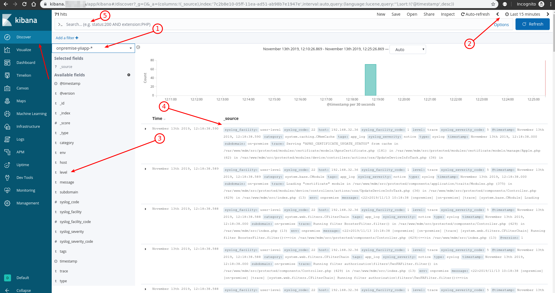 Kibana discover indexes